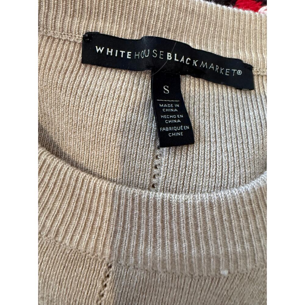 WHBM White House Black Market Ribbed Sweater Top Oatmeal S - Picture 4 of 5